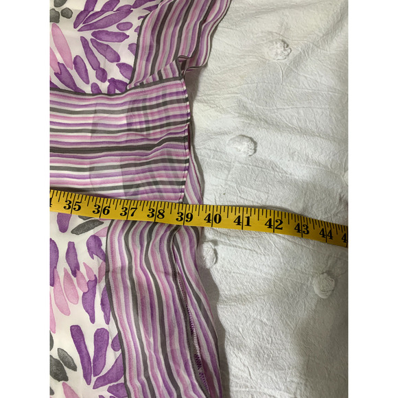 BCBG Max Azria Halter Dress Sz 2 Pink Purple Gray Medalion Silk Handkerchief Hem - Picture 6 of 10